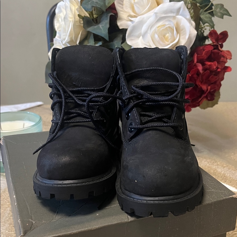 Timberland Black Kids Lace-Up Nubuck Boots